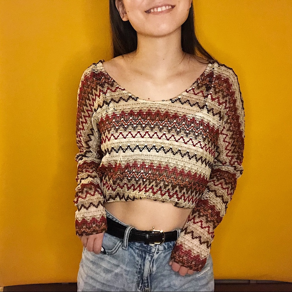 Painted threads | Knitted multicolor top | Size M